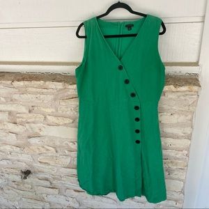 Cute Green Knee Length Midi Dress Buttons Ann Taylor 12 Large